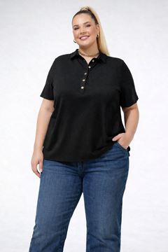 Immagine di CURVY GIRL BLACK HIGH QUALITY COTTON POLO SHIRT